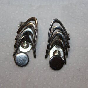 Vintage MCM Silver / Chrome Ear Rings  Snap Back